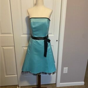 Vintage Jessica McClintock Gunne Sax Teal Black Ribbon Corset SZE 7